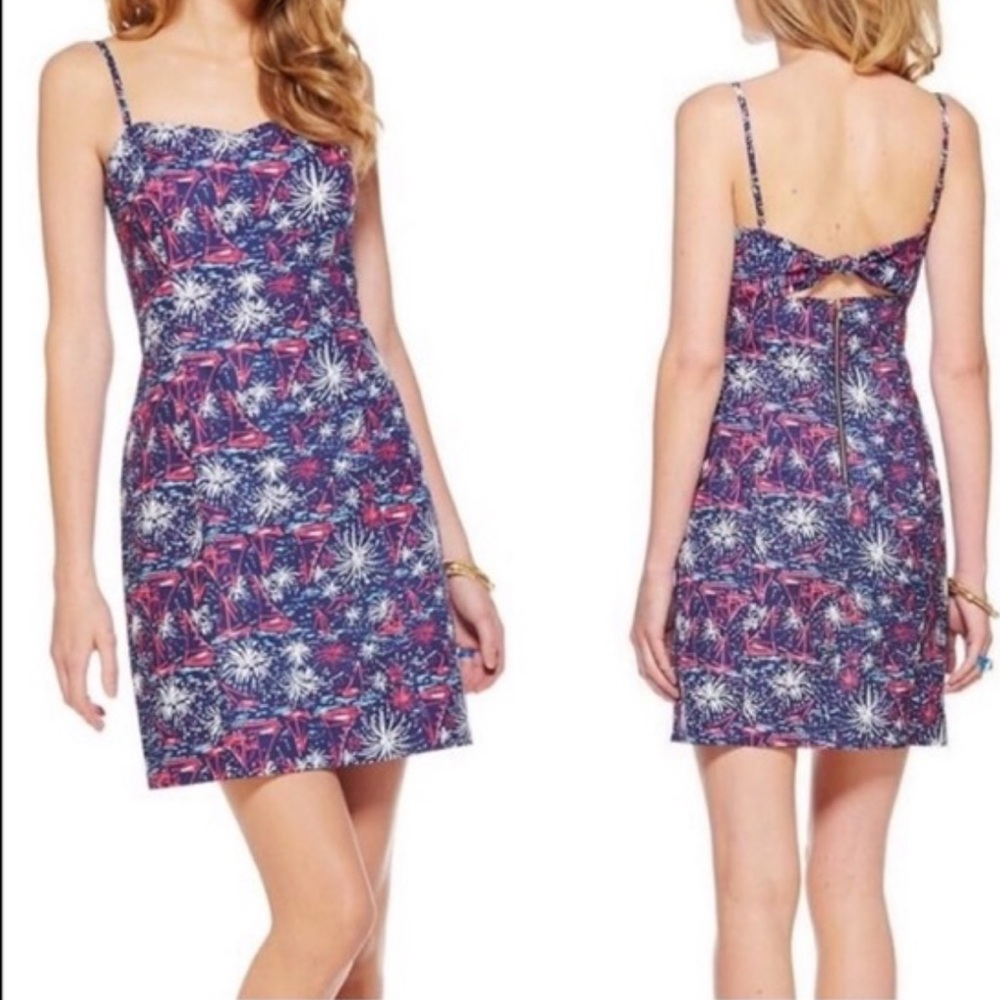 Lilly Pulitzer Navy Blue & Pink Backless Spaghetti Strap Dress